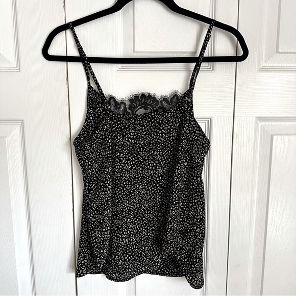 Storia Cami Tank Top Womens Small Black Animal Print Lace Trim Party Whimsigoth - Picture 9 of 9